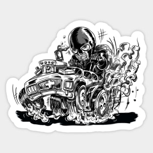 Ski Mask wearing Hot Rod Driving Riot Sticker